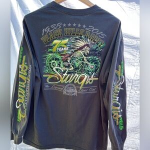 VINTAGE Hot Leathers 75th Anniversary Black Long Sleeve Tee XL Biker‎ Rally 2015